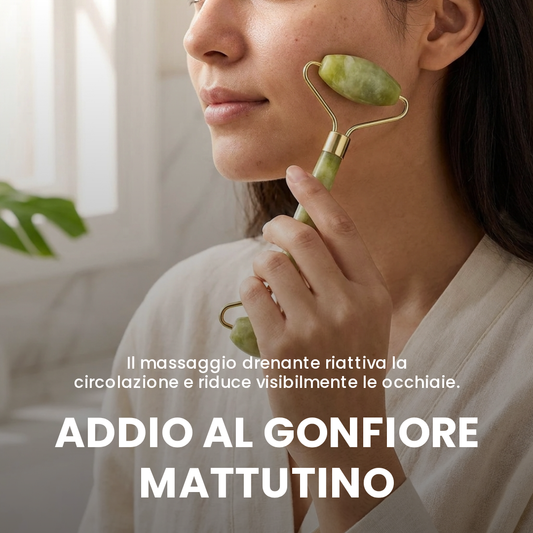 Dual Jade Facial Massage Roller, Antipuffiness and Draining for the Face